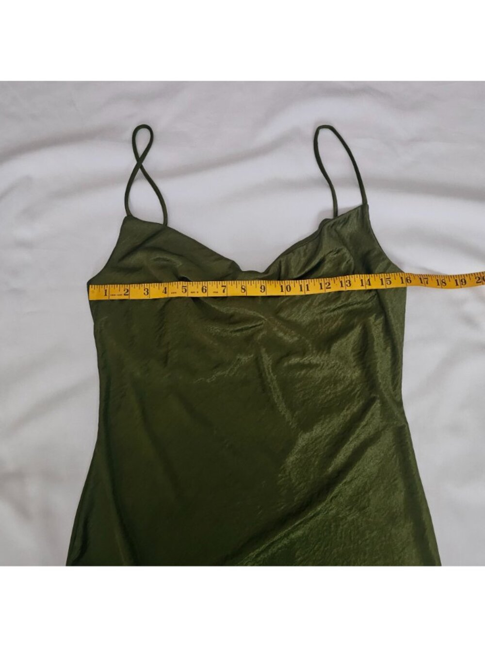 Sincerely Jules Olive Green Draped Neck Spaghetti Strap Slip Dress Size Large - Picture 7 of 11